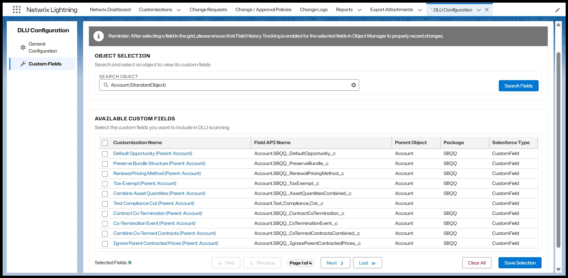 DLU Custom Fields Configuration