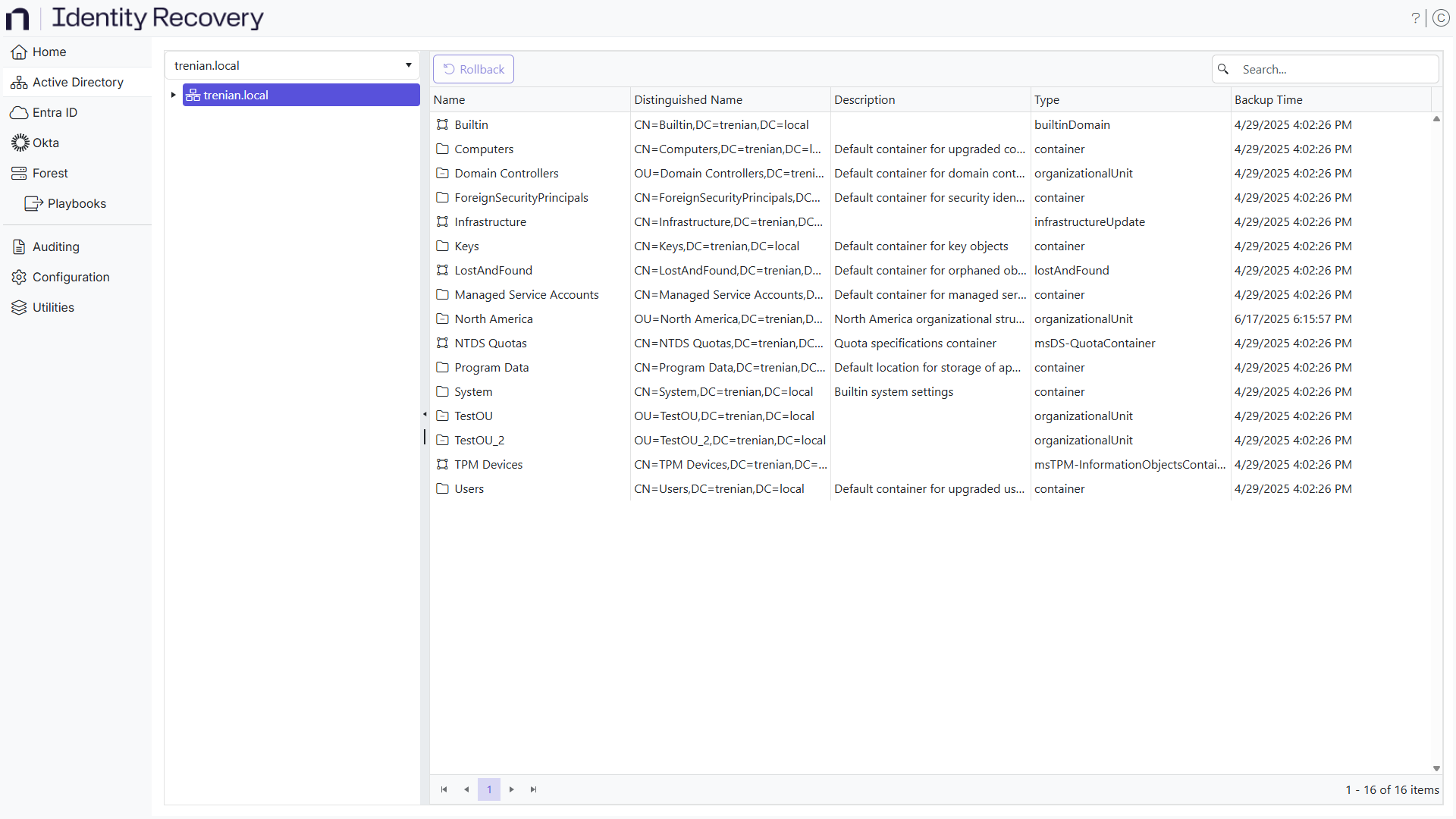 Active Directory page