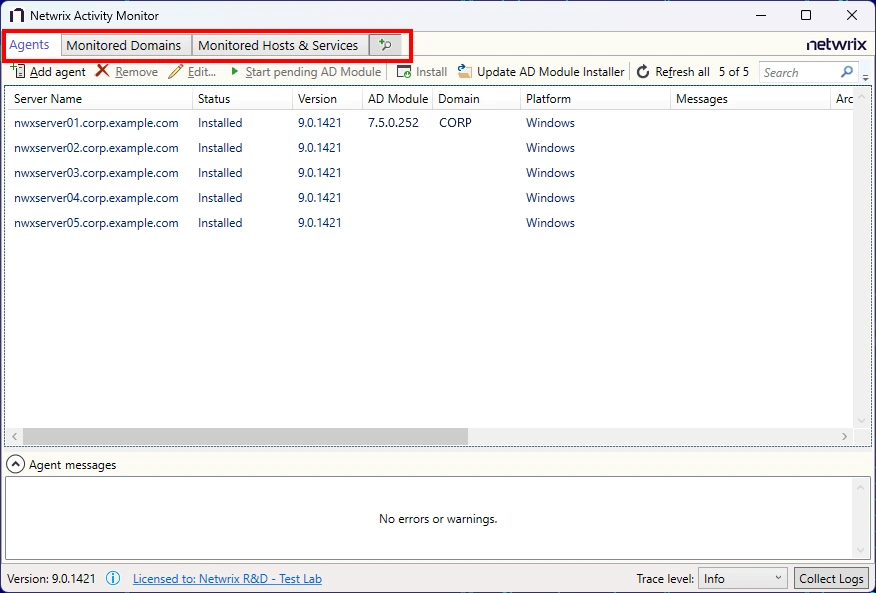 Activity Monitor with Navigation tabs identified