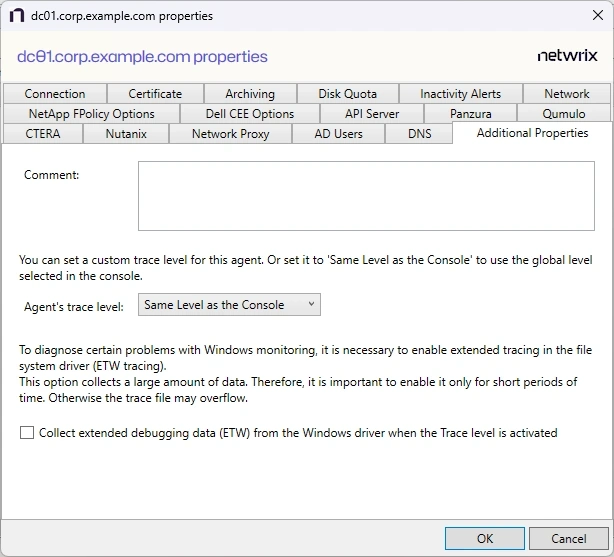 Agent Additional Properties Tab