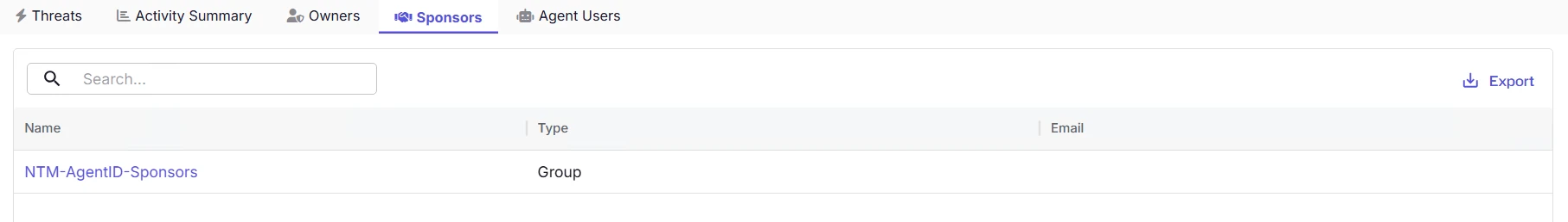 Agent Identity Sponsors Tab