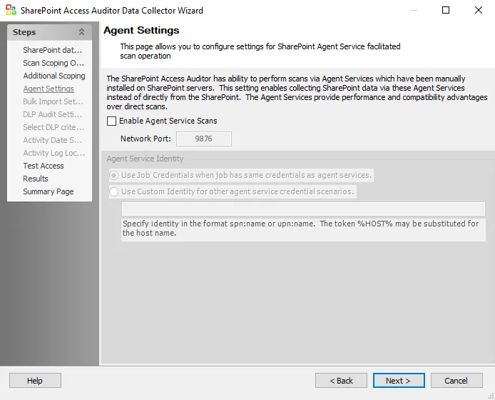 Agent Settings page