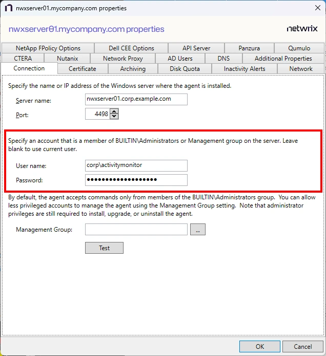 Agent User Account Credentials