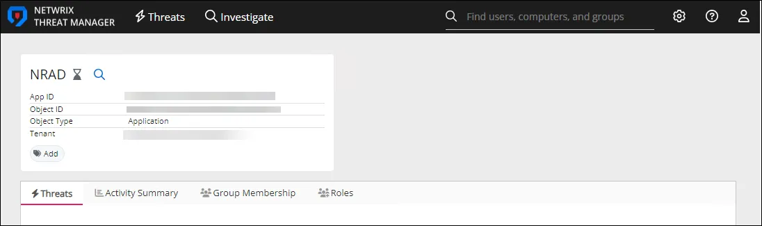 Entra ID Application Page