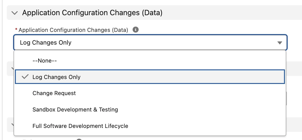Application Configuration Changes (Data)