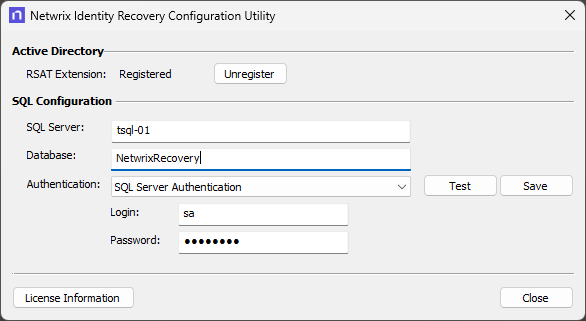  Recovery Configuration Utility