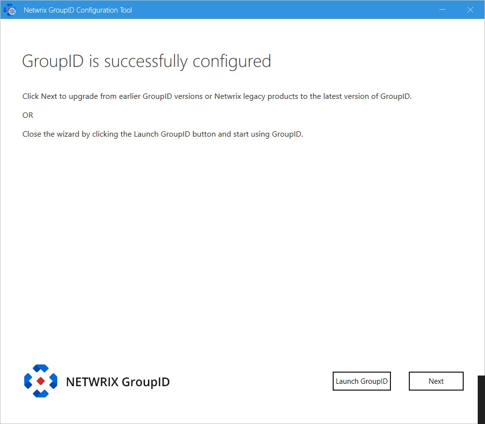 GroupID successfully configured page