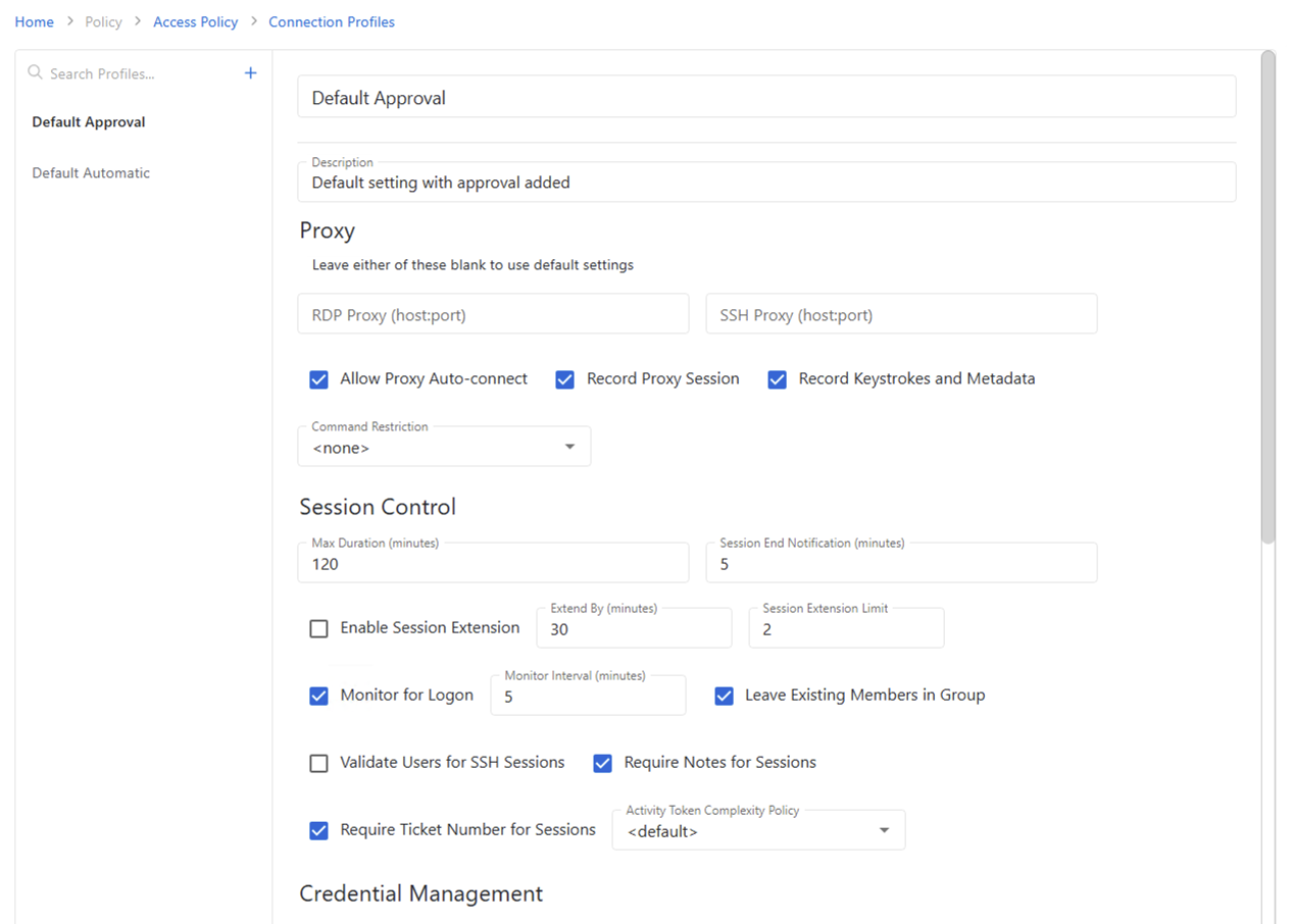 Add Connection Profile