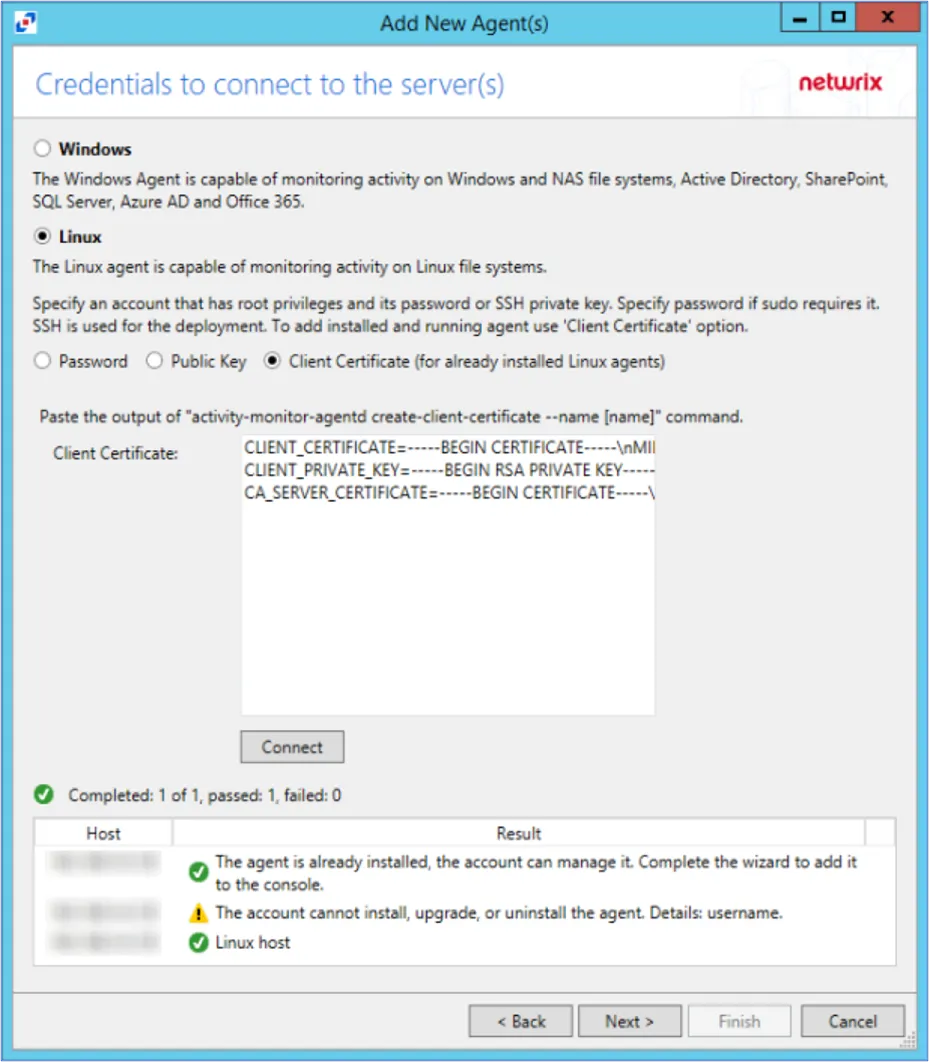 Credentials to Connect to Server.