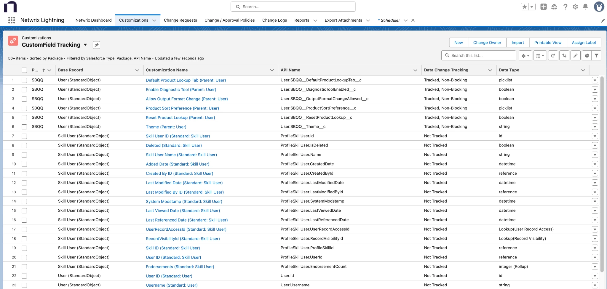 Open CustomField Tracking List View