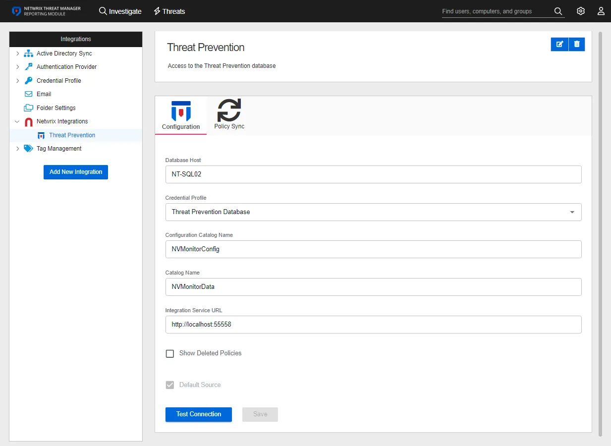 Integrations interface on the Netwrix Integrations details page