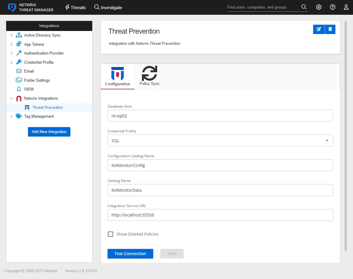 Integrations interface on the Netwrix Integrations details page