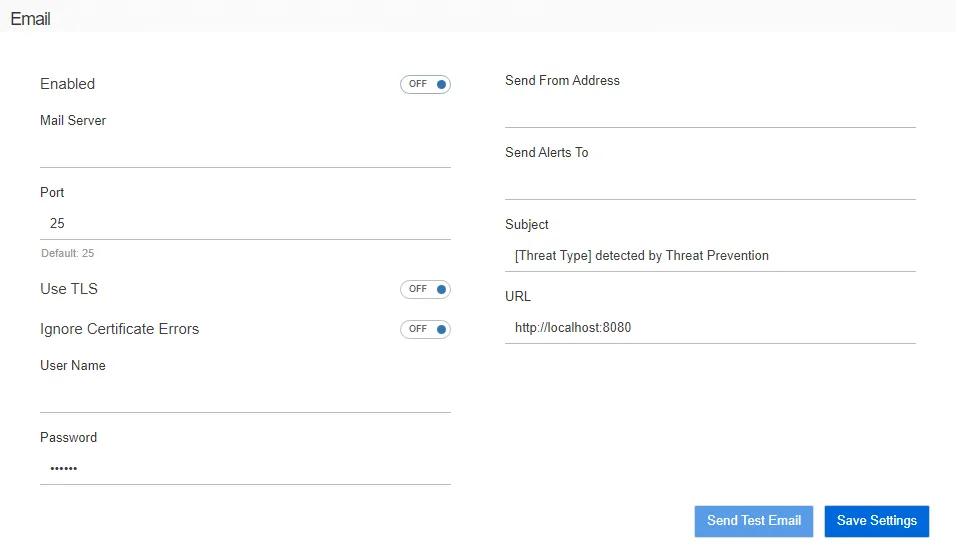 Integrations interface on the Email page showing details