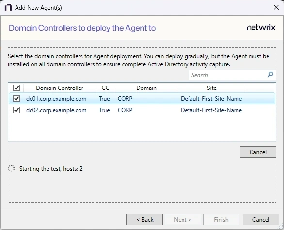 Domain Controllers to Deploy Agent