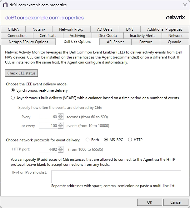 EMC CEE Options  Tab