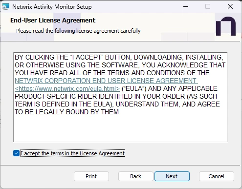 End-User License Agreement Page