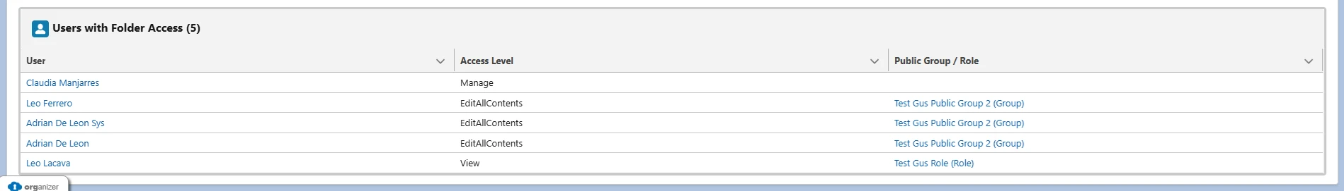 Folder Sharing Settings