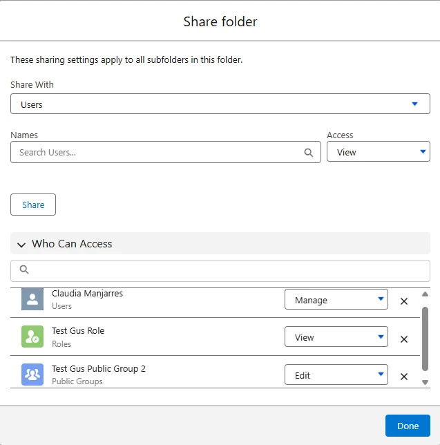Folder Sharing Settings