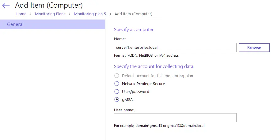 Monitored Item Properties page