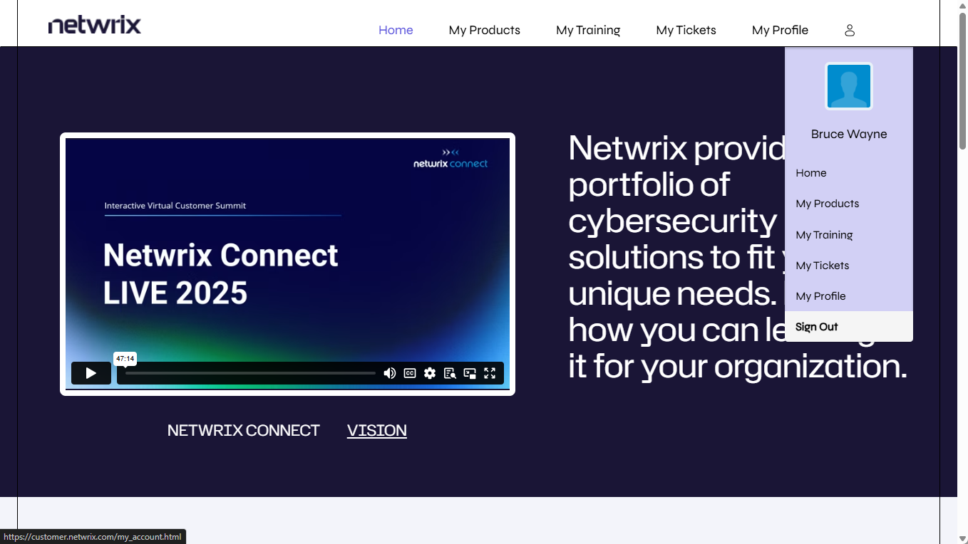 Customer Portal Home Page