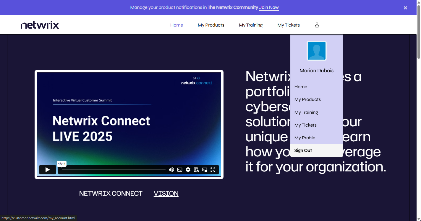 Customer Portal Home Page