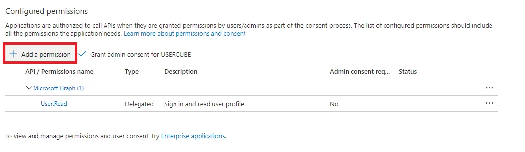 Azure AD Export - Add Permission