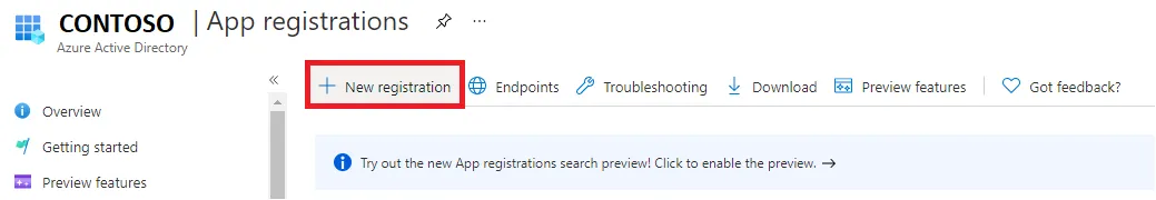 Azure AD Export - Add New Registration