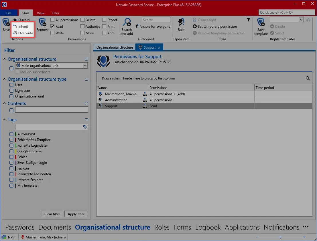 inheriting permission