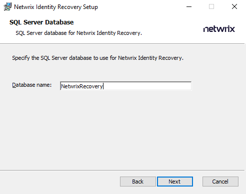 Installation SQL Server Database Name