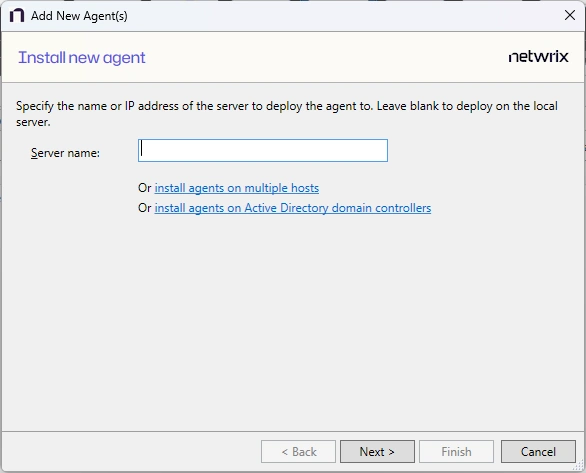 Install New Agent window