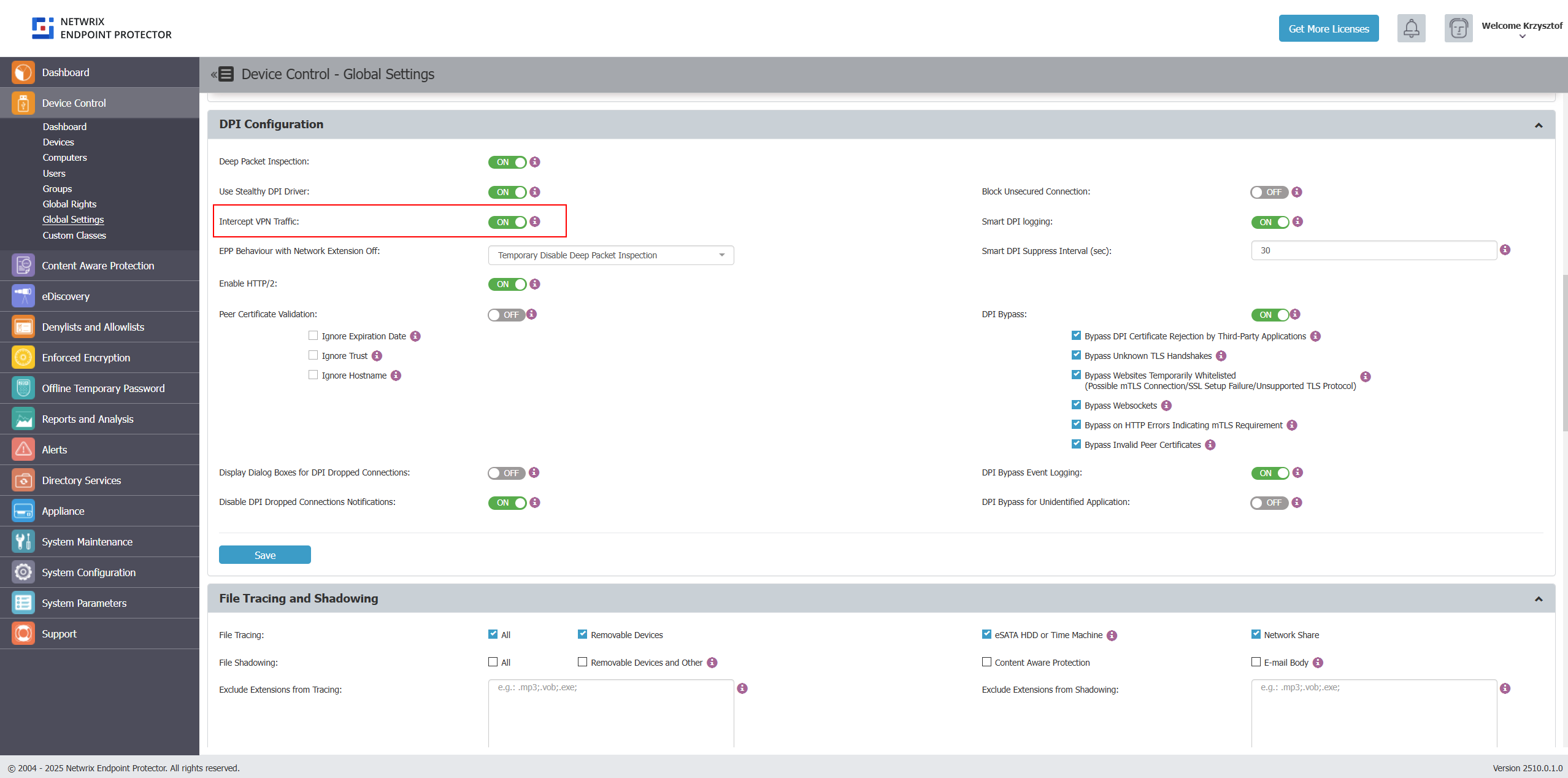 Activate Intercept VPN Traﬃc
