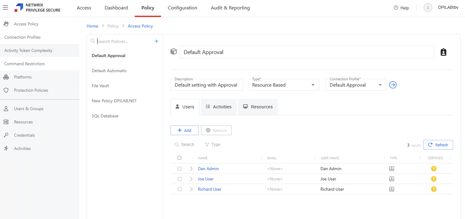 Admin Policy Interface