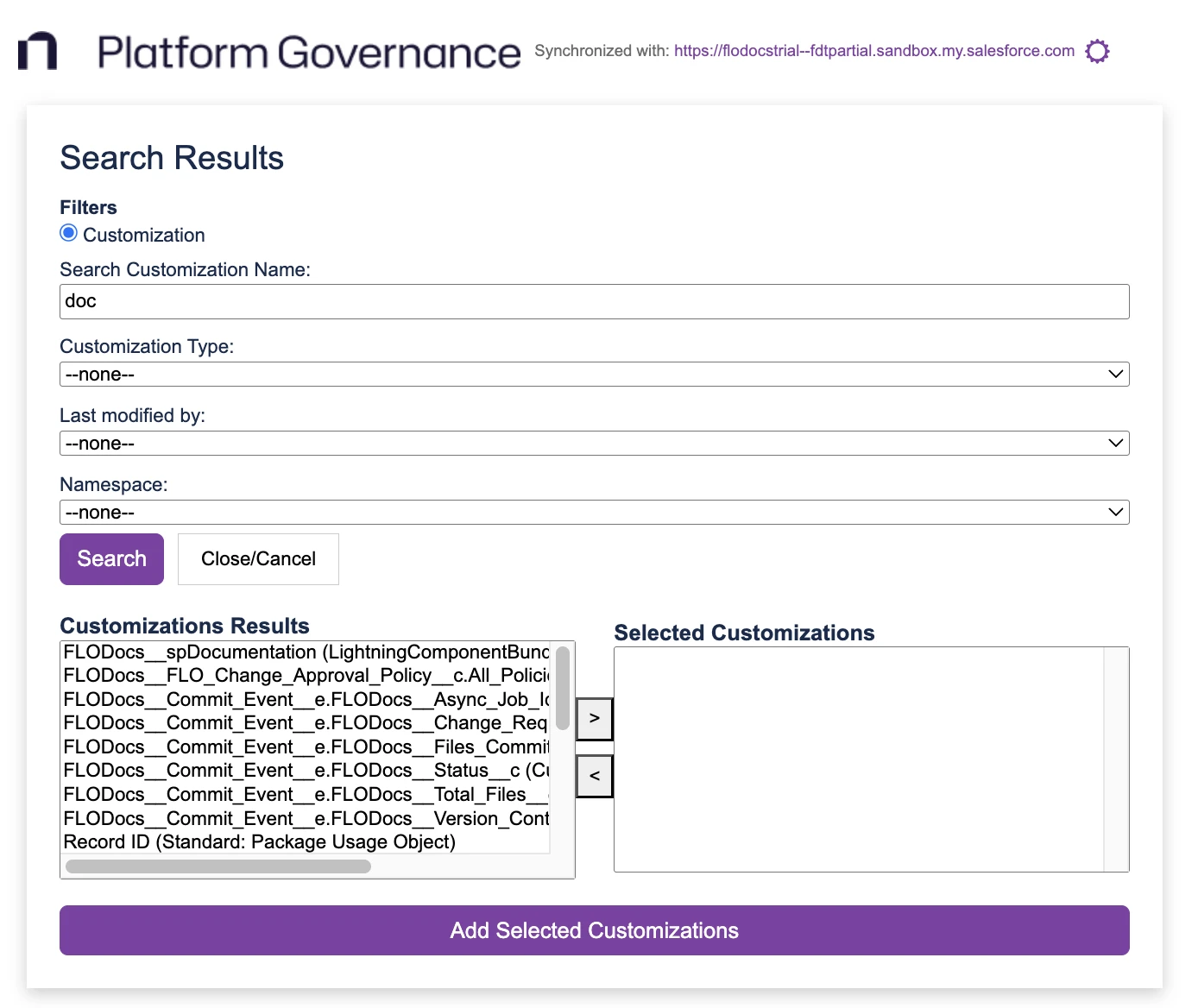 Add an existing customization