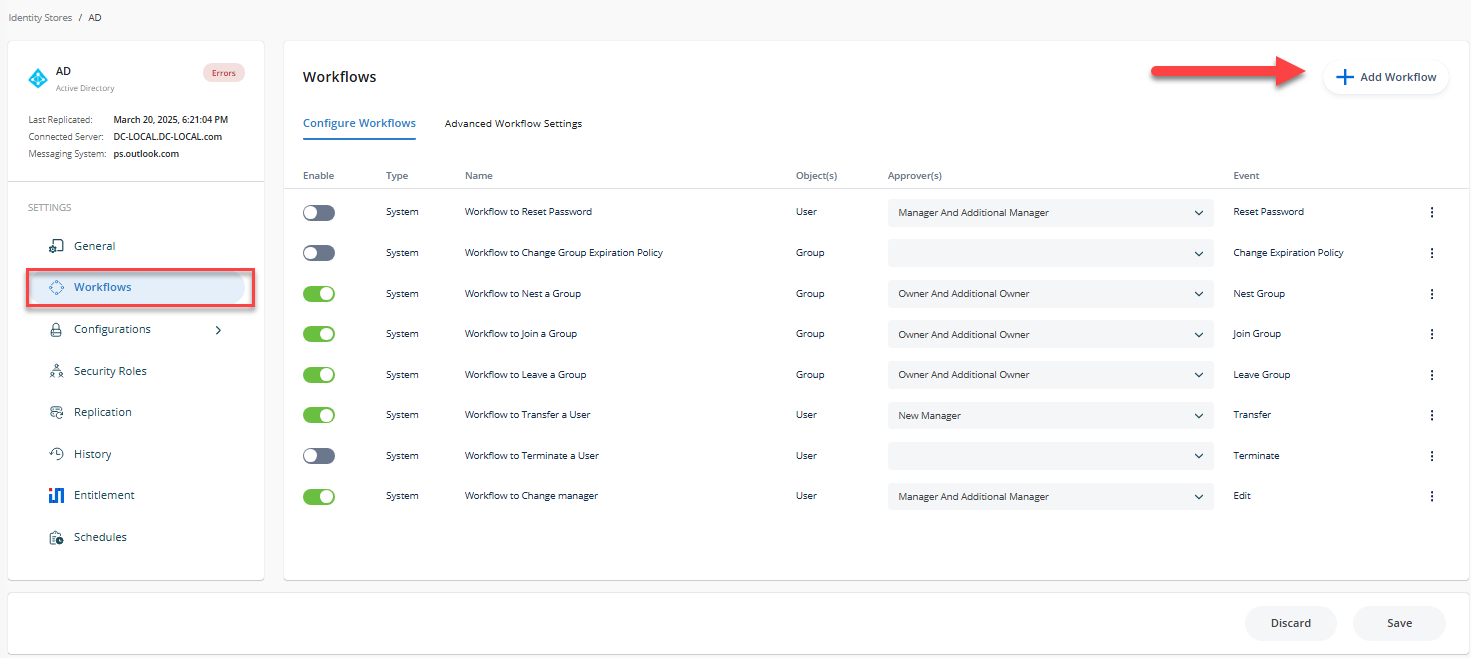 Workflow Tab Screenshot