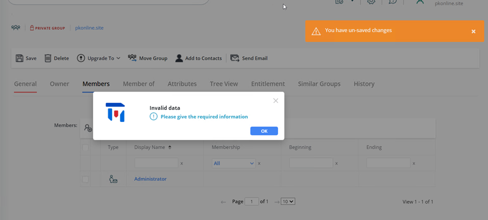 Error message displayed in Self-Service Portal when displayName is missing