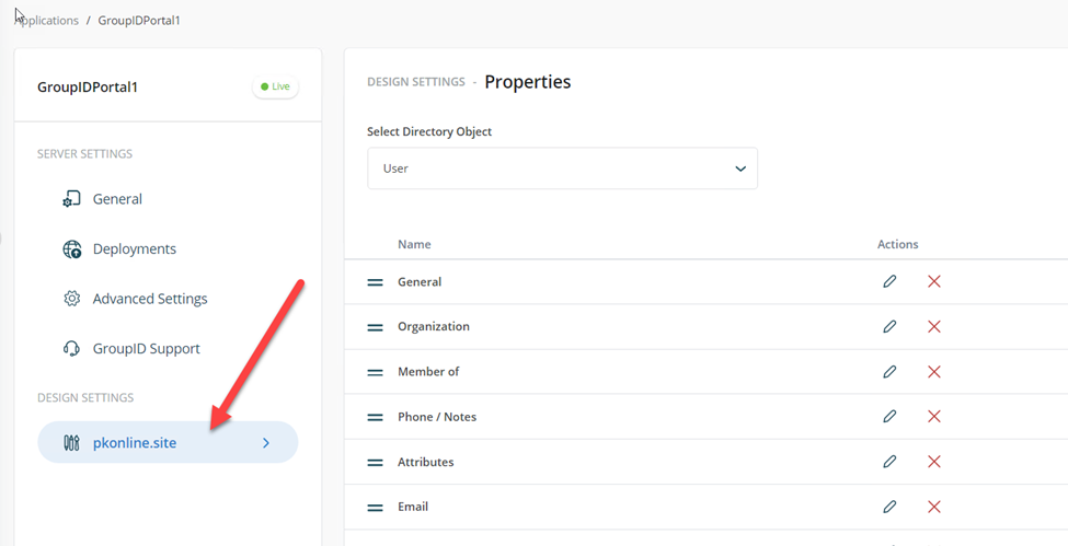 Select domain under Design Settings