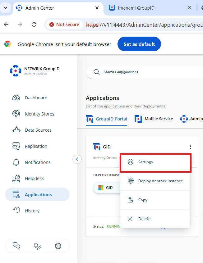 Portal settings in Directory Manager Admin Center