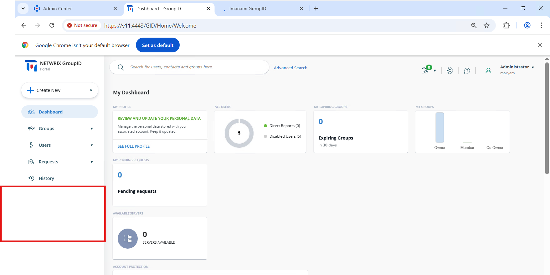 Portal navigation bar with hidden tabs