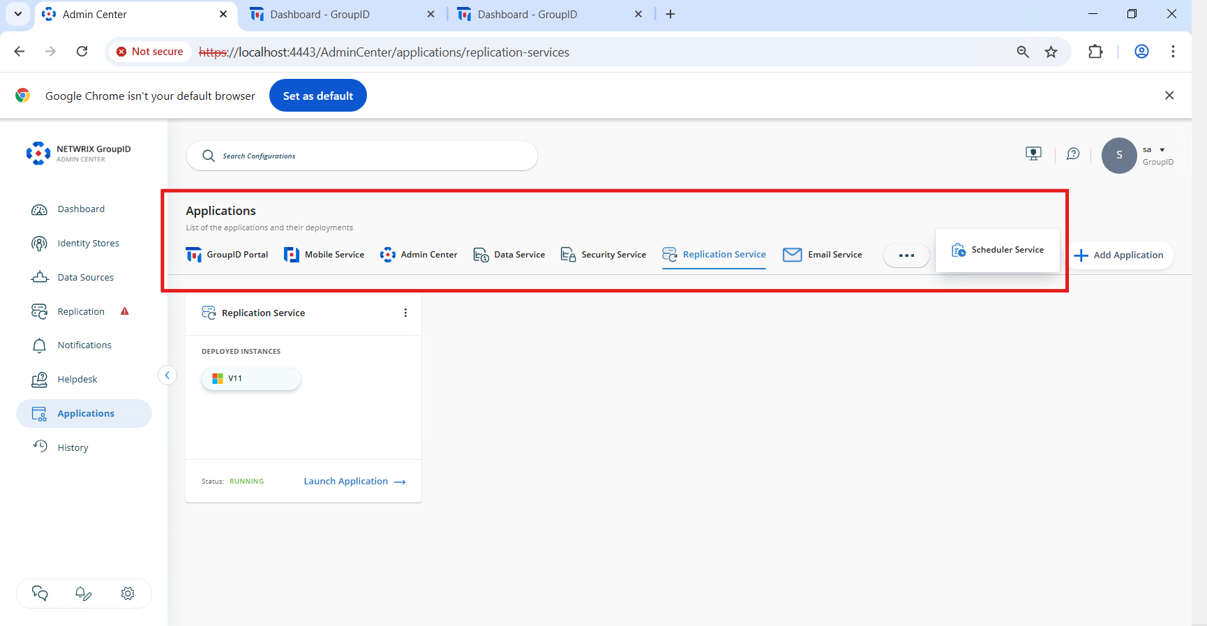 List of Netwrix Directory Manager services for log configuration