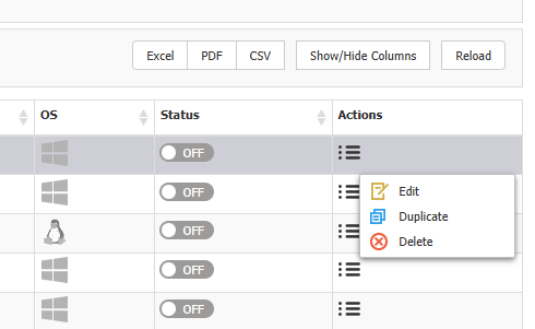 CAP policy settings screenshot