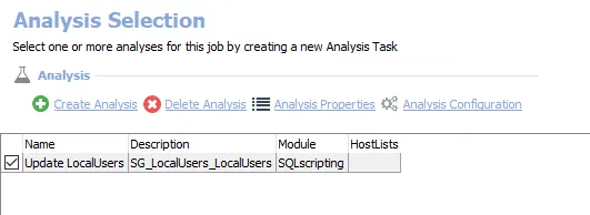 Analysis Tasks for the SG_LocalUsers Job