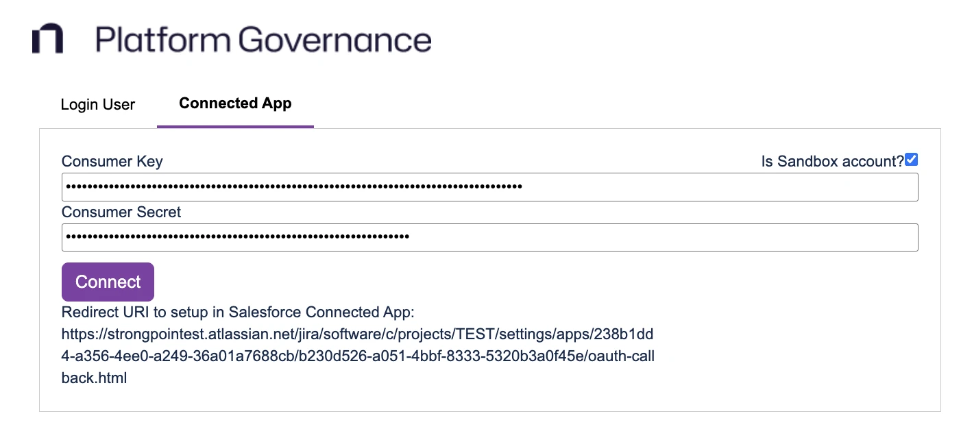 Using the connected app