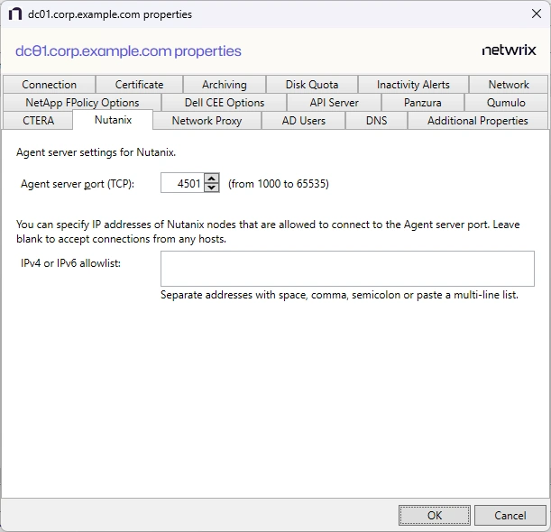 Agent Properties - Nutanix
