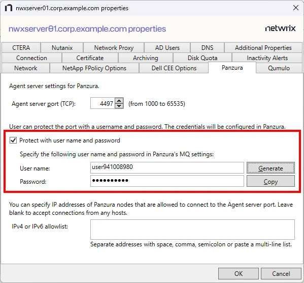 Panzura MQ Protection Account Credentials
