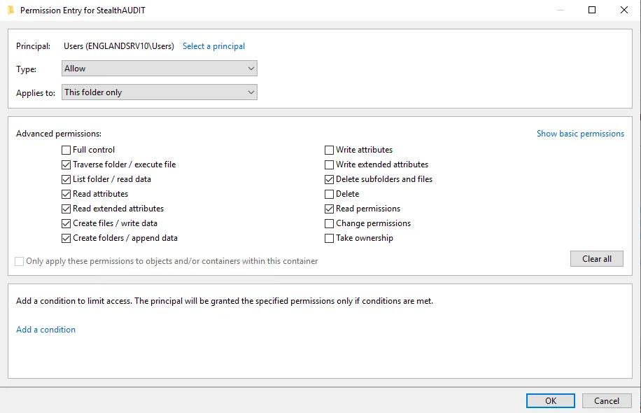 Permissions This folder only