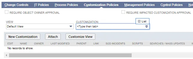 Select the customizations