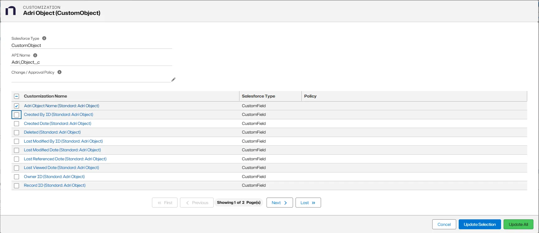 Applying a Policy from a Custom Object