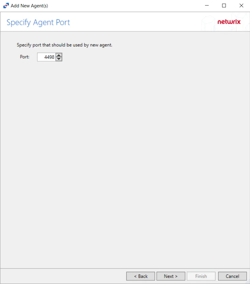 Specify Agent Port page - specify port that should be used by new agent