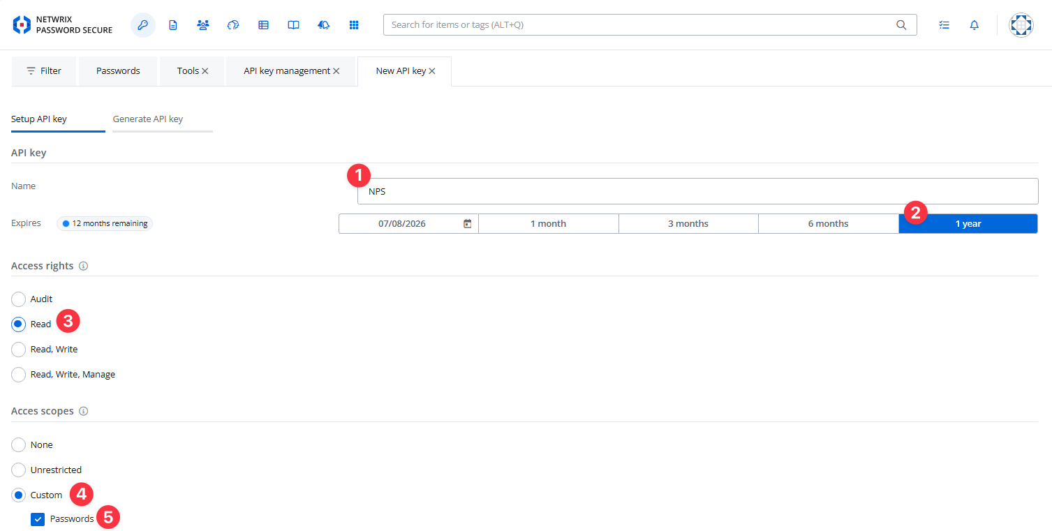 Password Secure API Key Step 4