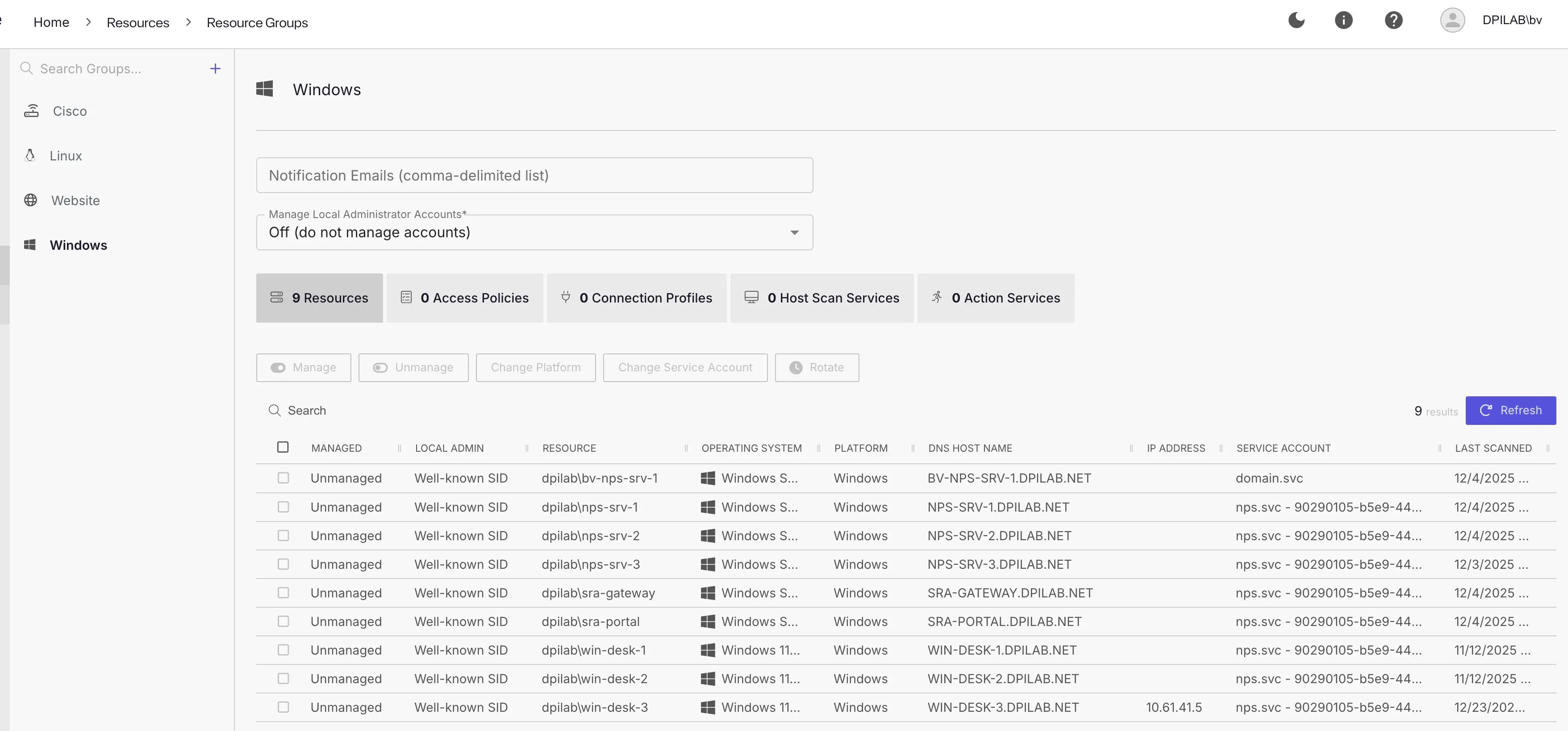 Resource Groups Details Page